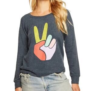 CHASER Bliss Peace Graphic Sweatshirt in Avalon, Size S, New without Tag